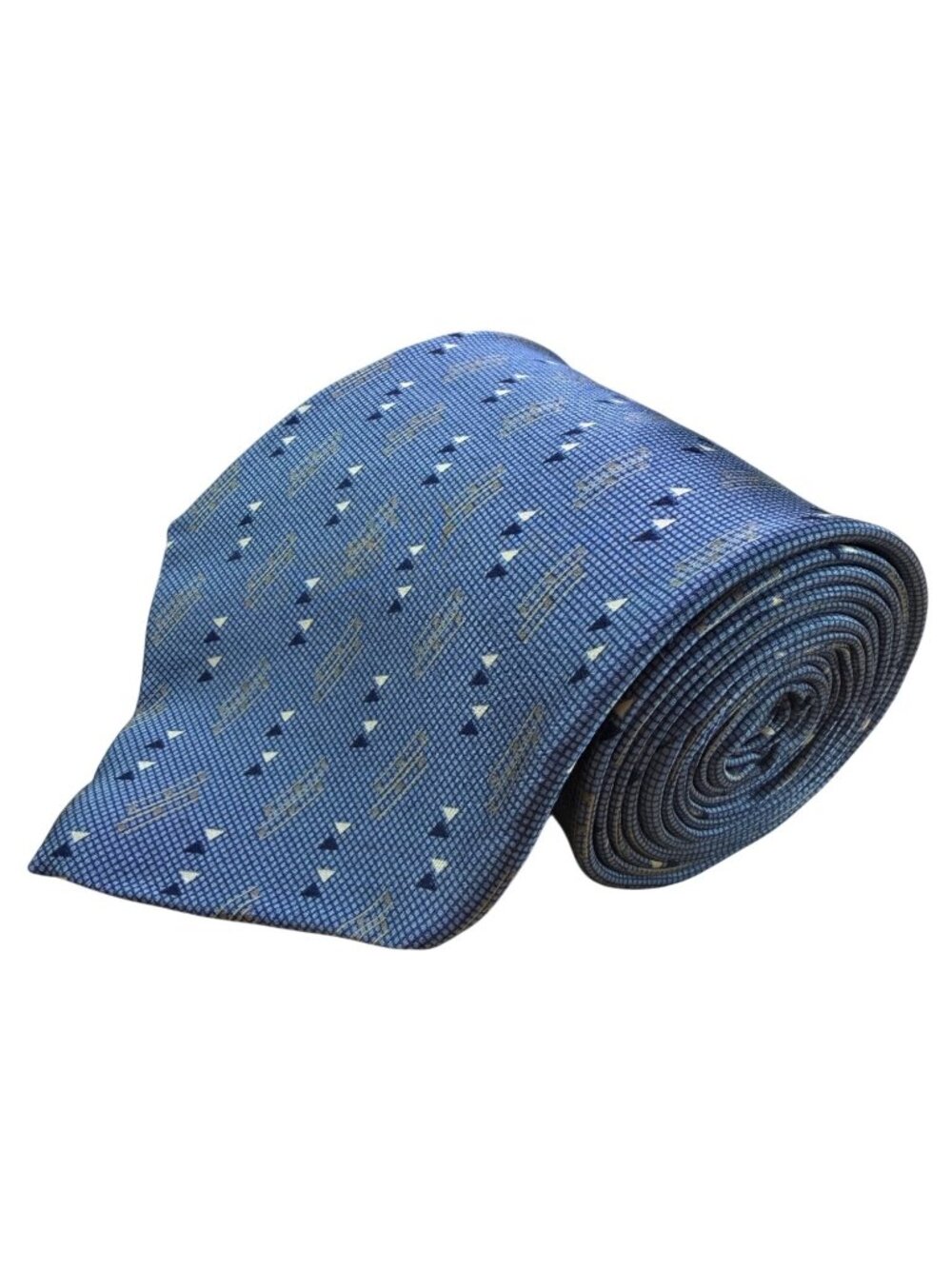 Neo Bill Blass Mens Blue Silk Patterned Necktie Diamond Motif Made In Mexico